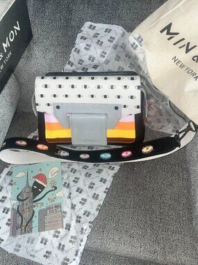 Min&Mon Cael Reversible Black And Grey Shoulder Bag - Groovy Rainbow Design